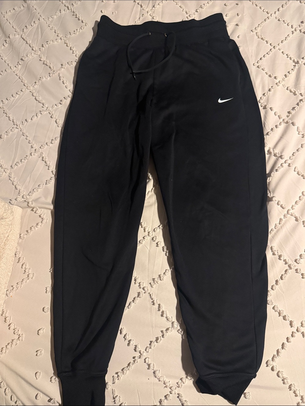 Nike Black Kids Jogger Sweatpants with White Swoosh